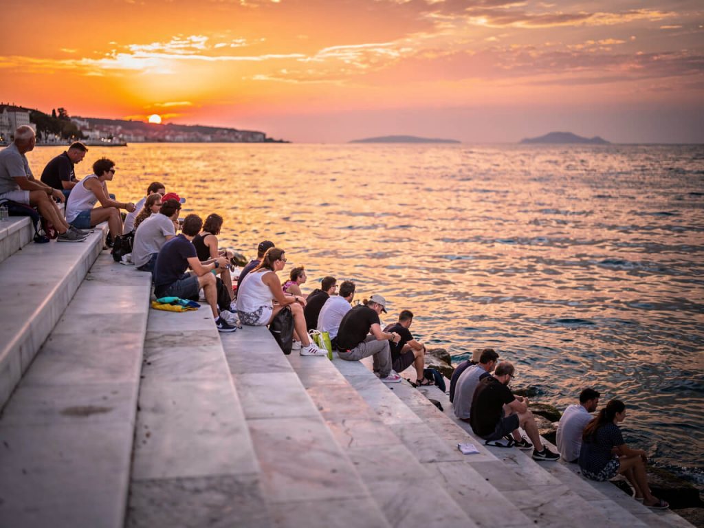 Orgue marin de Zadar au coucher de soleil, Croatie