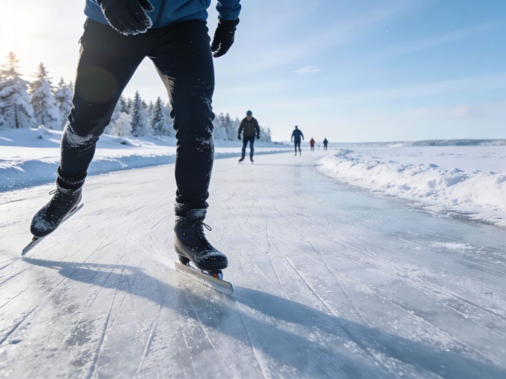 Piste de glace Isbanan sur la mer Baltique gelée à Luleå