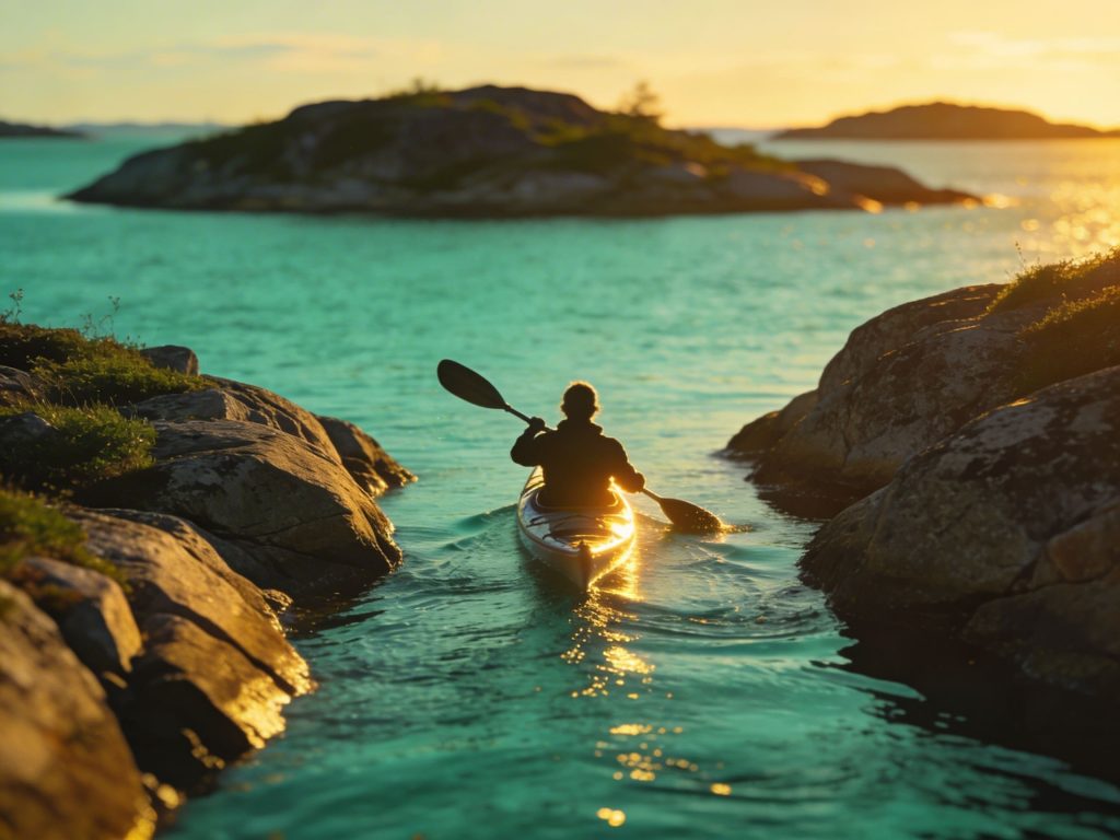 Kayak de mer dans l'archipel de Luleå en été